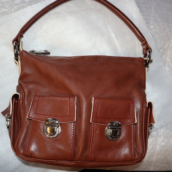 Marc Jacobs Collection 'Blake' Soft Cognac Silver Multi-Pocket Hobo Bag Vintage - Picture 3 of 10